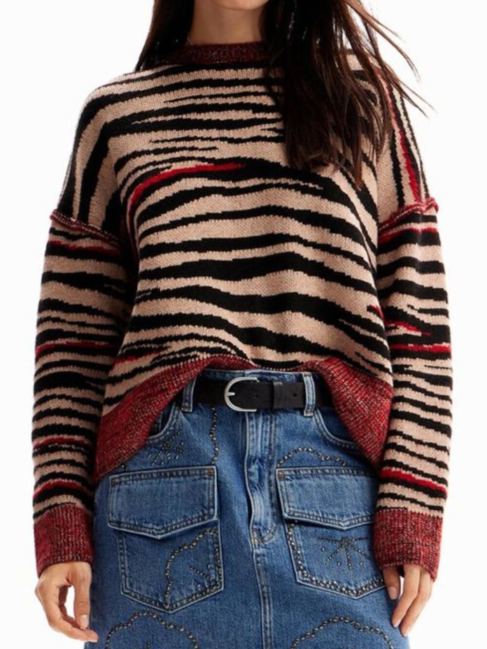 DESIGUAL Oversized Zebra Sweater Size US M NWT